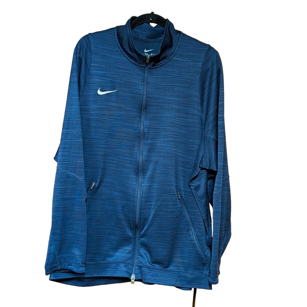 Nike Dri-Fit Men's Blue Full 2 Way Zip Jacket XXL Knit Polyester Zip Pockets